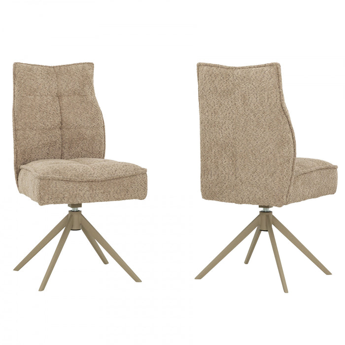 Elowen Taupe Upholstered Swivel Dining Chair (Set of 2)