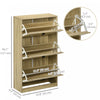 HOMCOM Shoe Storage Cabinet with 3 Flip Drawers for 18 Pairs of Shoes, Oak
