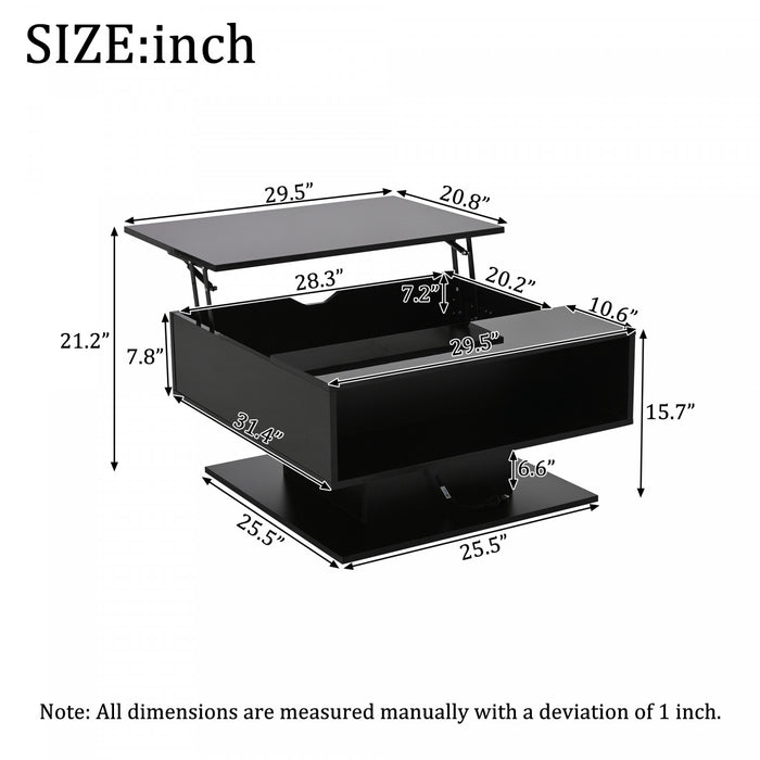 Ethan Coffee Table with Lift-Top and LED Lights,Black