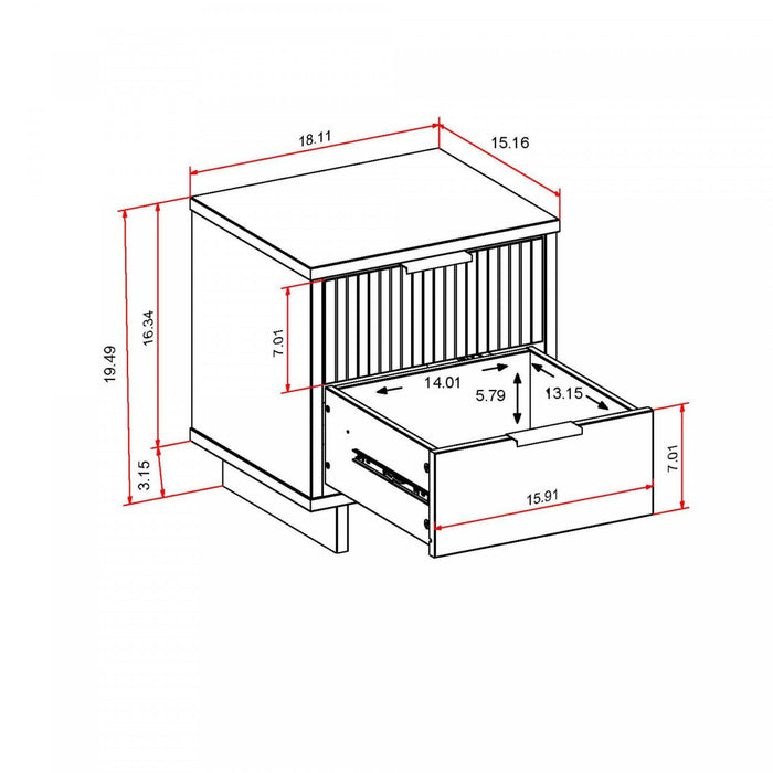 Granville Modern 18\" Nightstand in Black (2-Drawer) - Set of 2