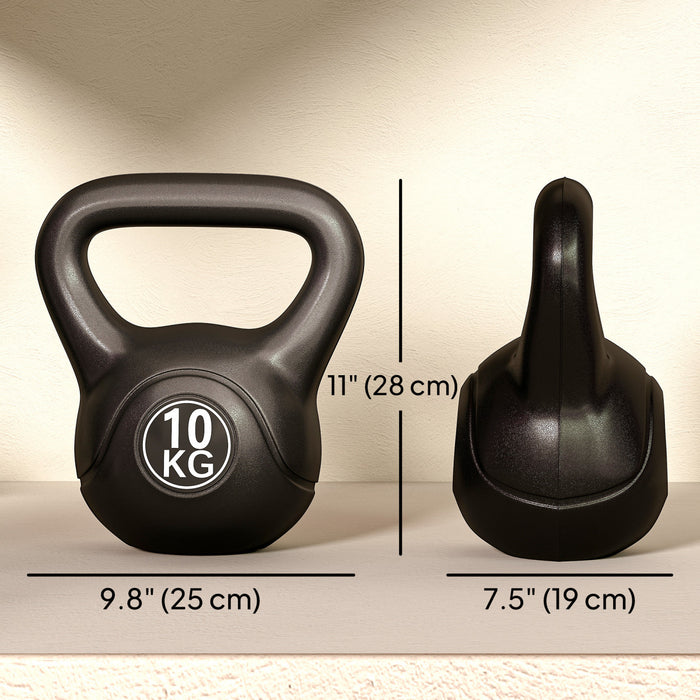 Soozier 22lb Fitness Kettlebell, Plastic Exercise Weight with Sand, Weightlifting Tools with Smooth Handle, Noise Reduction for Home, Gym