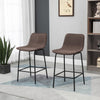 HOMCOM Modern Bar Stools Set of 2 Counter Height Bar Chairs Kitchen
