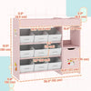 Qaba Toy Storage Organizer, Montessori-Inspired Kids BookShelf with 9 Non-Woven Fabric Boxes, Storage Cabinet & Shelves, Toy Shelf for Kids Room, Nursery, Playroom, Pink
