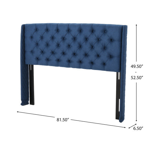 Hansen Upholstered Wingback Headboard With Button Tufting,king Size,dark Navy