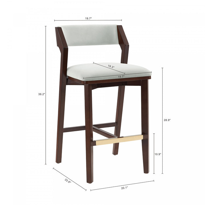 Patricia Modern Wood Upholstered Barstool in White Glacier - Set of 3
