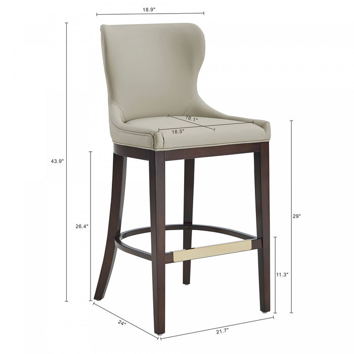 Blair Modern Wood Upholstered Barstool in Stone