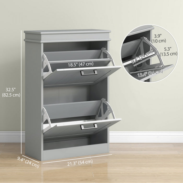 HOMCOM Narrow Shoe Cabinet for Entryway with Flip Drawers Adjustable Shelf