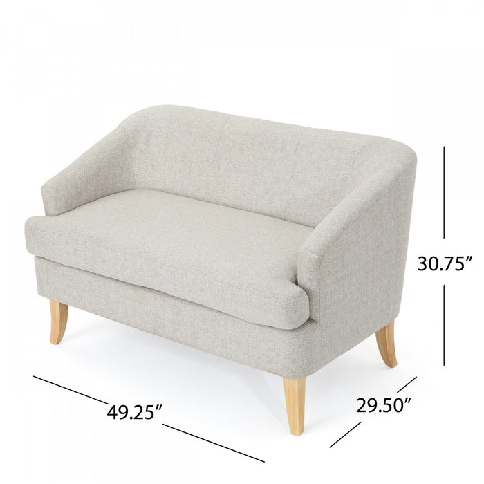 Zona Linen-look Fabric Loveseat With Flared Wood Legs - Beige
