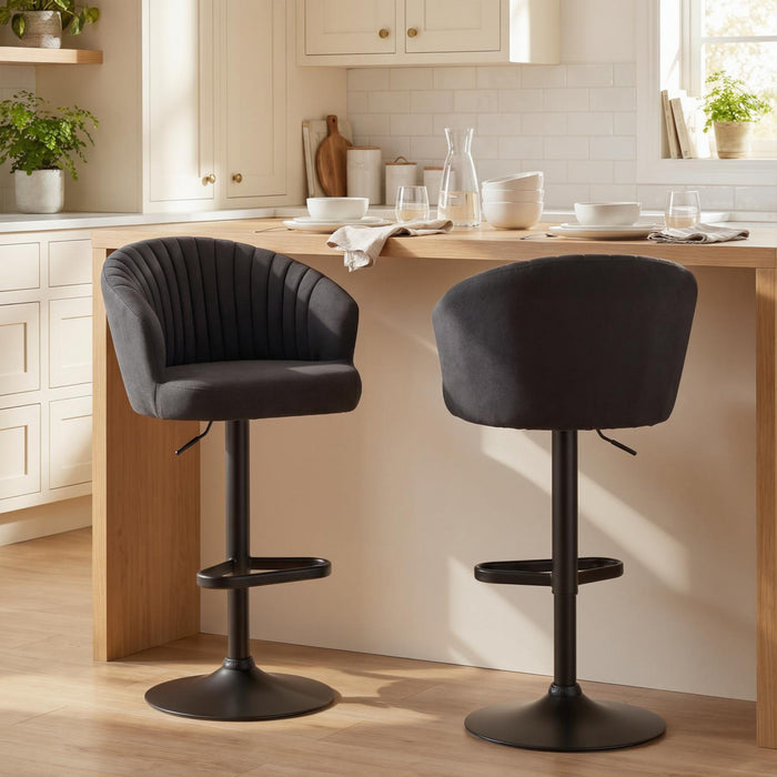 HOMCOM Adjustable Bar Stools Set of 2 with Swivel Seat, ‎Black