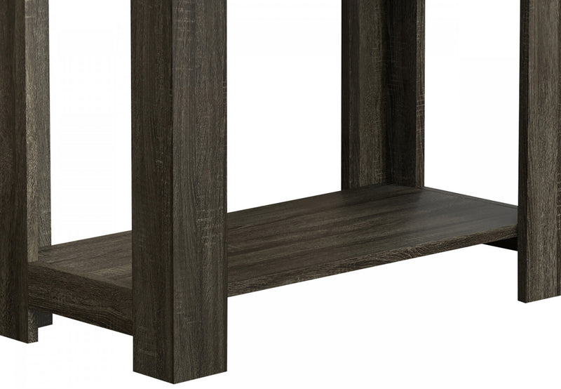 24” Classic Narrow Accent Table With Hidden Storage & Lower Shelf - Dark Grey 