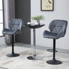 HOMCOM Bar Stool Set of 2 Fabric Adjustable Height Counter Chairs Grey