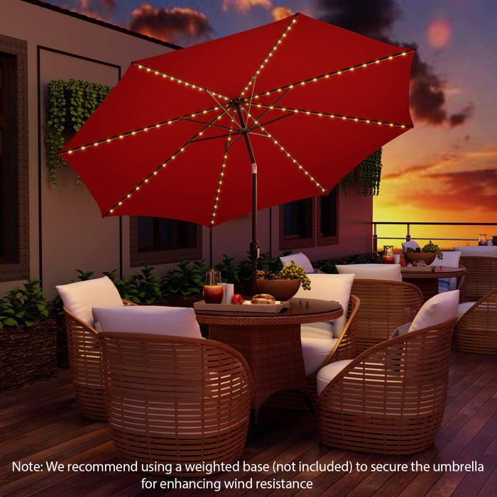 Costway 10 FT 112 LED Solar-Lighted Patio Table Market Umbrella Crank Tilt Outdoor Wine