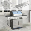Outsunny 4+1 Burner Liquid Propane Gas Grill Outdoor Portable BBQ with Side Burner, Warming Rack, Storage Cabinet, Side Shelf, Thermometer, Tank Holder, 4 Wheels, Silver