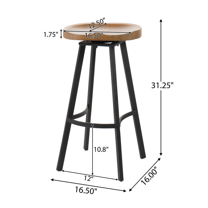 Larry Swivel Barstool Set Of 2 With 360° rotating Seat - Antique Natural