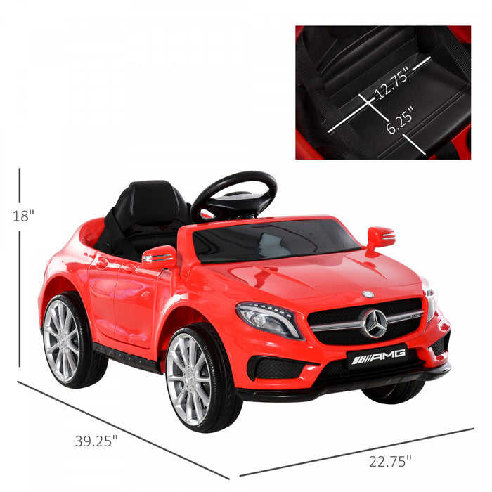 Qaba 6v Kids Electric Licensed Powered Ride-On Car Toy Battery Powered Vehicle High/low Speed With Headlight Music And Remote Control Red