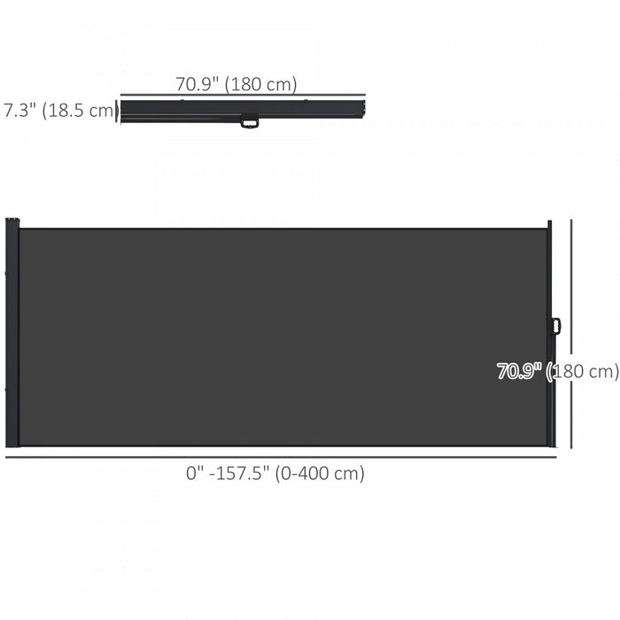 Outsunny 13' X 6' Retractable Side Awning, Garden Privacy Screen, Black
