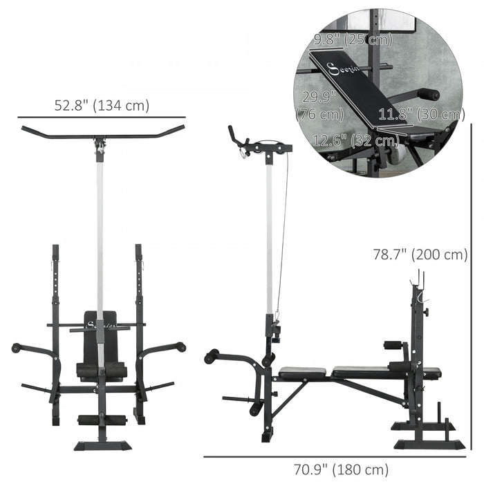 Soozier Adjustable Weight Bench W/ Pulley System, Full Body Workout Bench