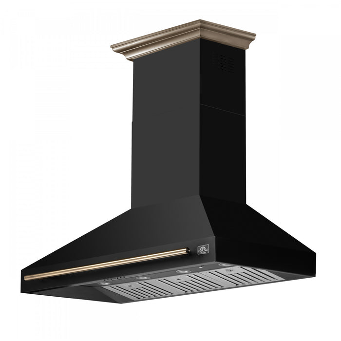 Forno Aria 48 Inch Wall-Mounted Black Range Hood-FRHWM5095-48BLK