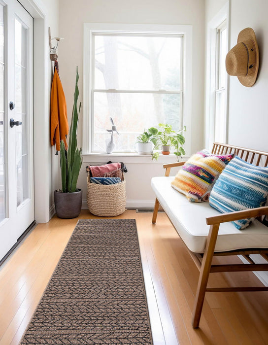 Linden Contemporary 2'0\" x 10'0\" Runner Rug in Brown Indoor Area Rug