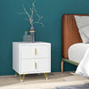 HOMCOM Nightstand, Bedside Table, Side End Table w/ 2 Drawers, Metal Legs