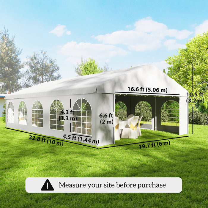 Outsunny 20'x33' Large Party Tent & Carport for Outdoor Events, White