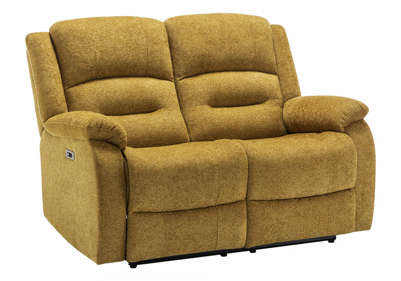 Small 2-Seater Power Reclining Love Seat, 50\" Wide, Usb Port Included, Gold Fabric Recliner