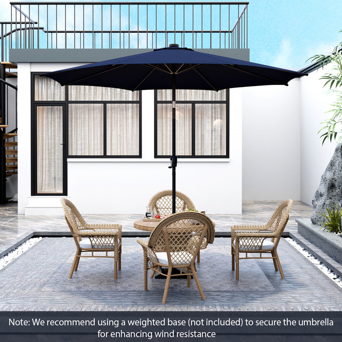 Costway 10 FT 112 LED Solar-Lighted Patio Table Market Umbrella Crank Tilt Outdoor Navy