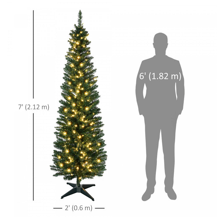 Homcom 7' Prelit Artificial Christmas Tree With Warm White Led Lights