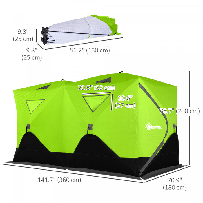 Outsunny 8-person Insulated Ice Fishing Tent, Pop-up, For -22℉, Green