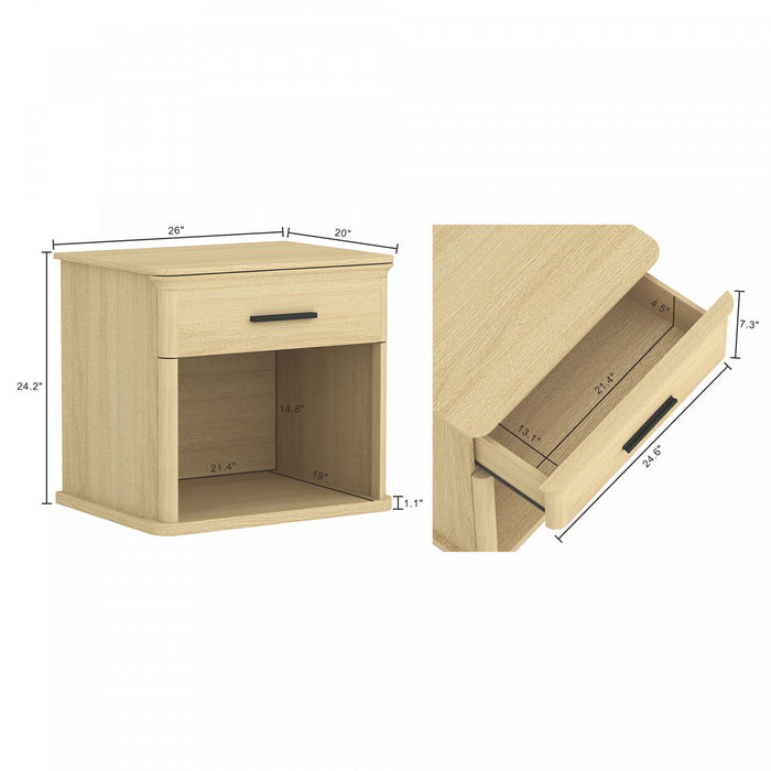 Clifford Traditional Nightstand in Natural Oak (1-Drawer)