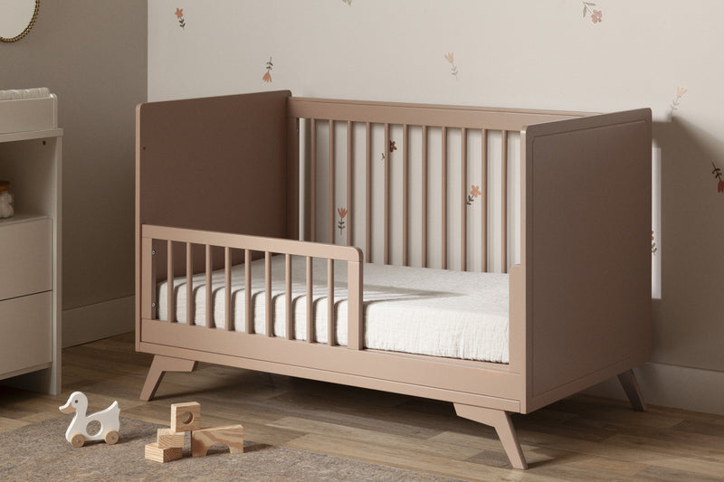 Milos Baby Crib With Adjustable Height And Toddler Rail - Pink Blush 