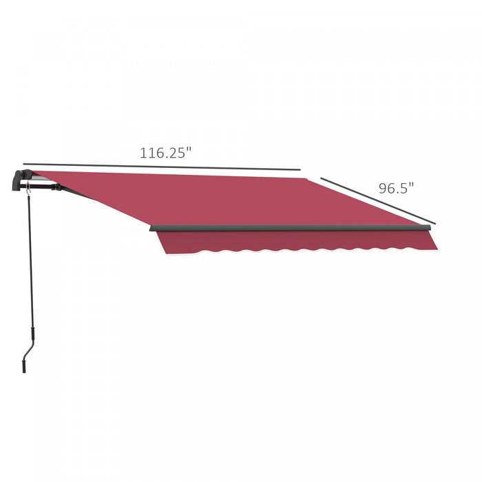 Outsunny 10' X 8' Manual Retractable Awning Shelter W/ Crank, Red