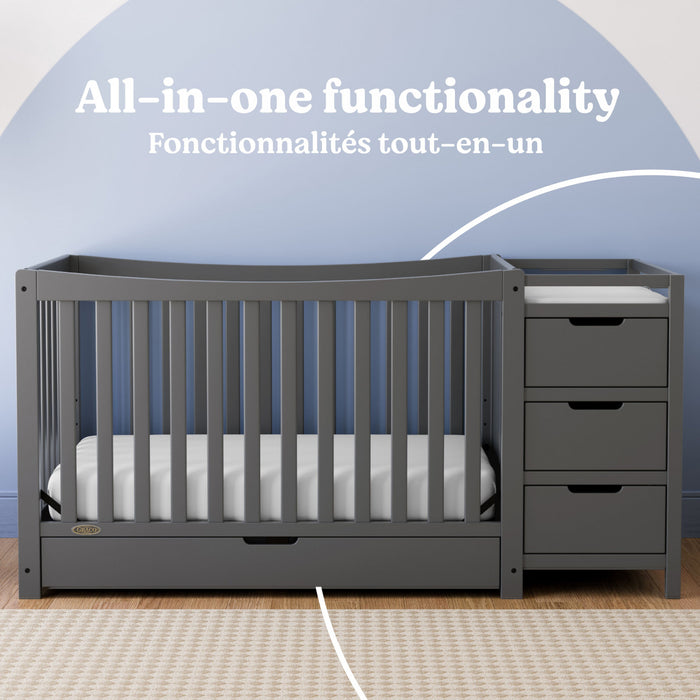 Graco Remi 4-in-1 Convertible Crib and Changer - Gray