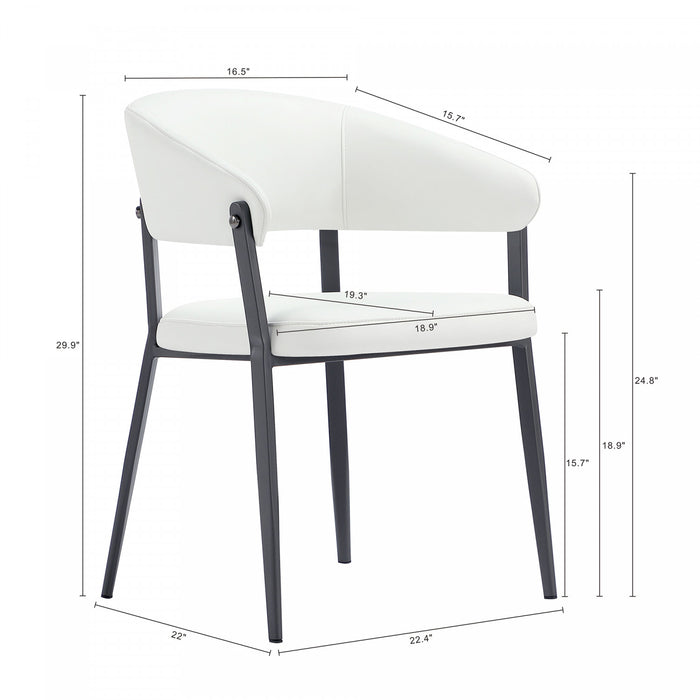 Belle Modern Metal Upholstered Dining Chair in White - Set of 2