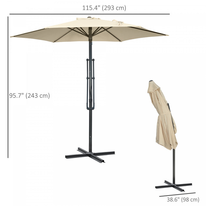Outsunny 10' Cantilever Patio Umbrella Offset Parasol With Base, Cream