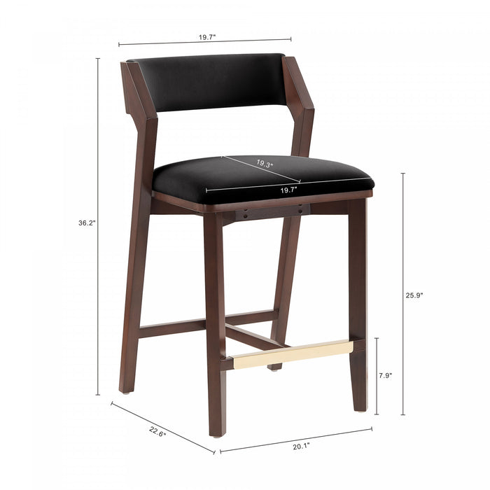 Patricia Modern Wood Upholstered Counter Stool in Black Armoire