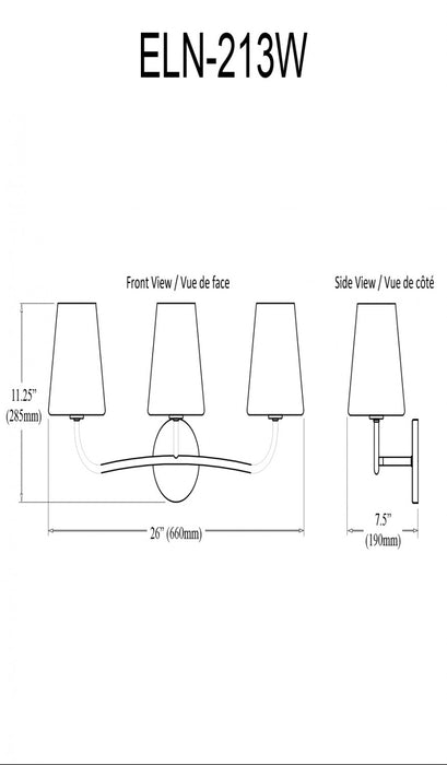 Dainolite Eleanor 3 Light Vanity Light Matte Black Clear Hammered Glass Lamp