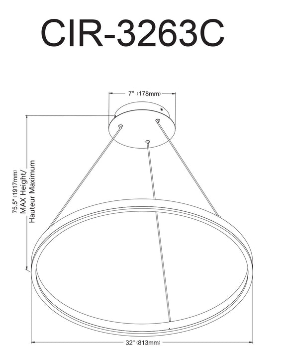 Dainolite Circulo Chandelier 63w Aged Brass Finish White Acrylic Diffuser Lamp