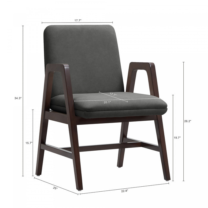Stella Modern Velvet Wood Armchair in Graphite - Set of 4