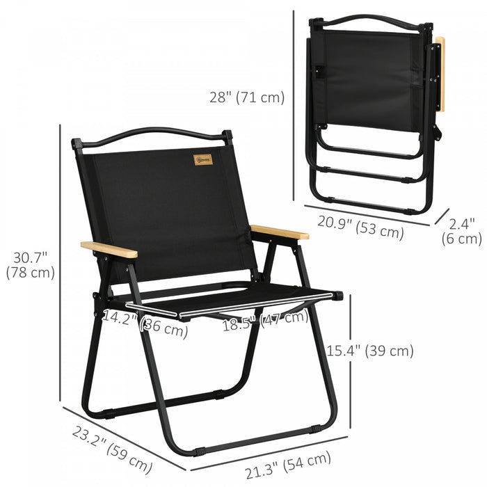 Outsunny Set of 2 Folding Camping Chair, Portable Armchairs, Black