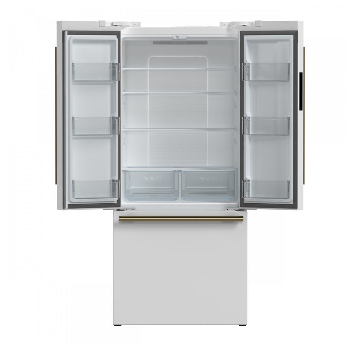 Forno Espresso Gallipoli 30-inch French Door White Refrigerator, 17.5 cu.ft. - FFFFD1974-31WHT