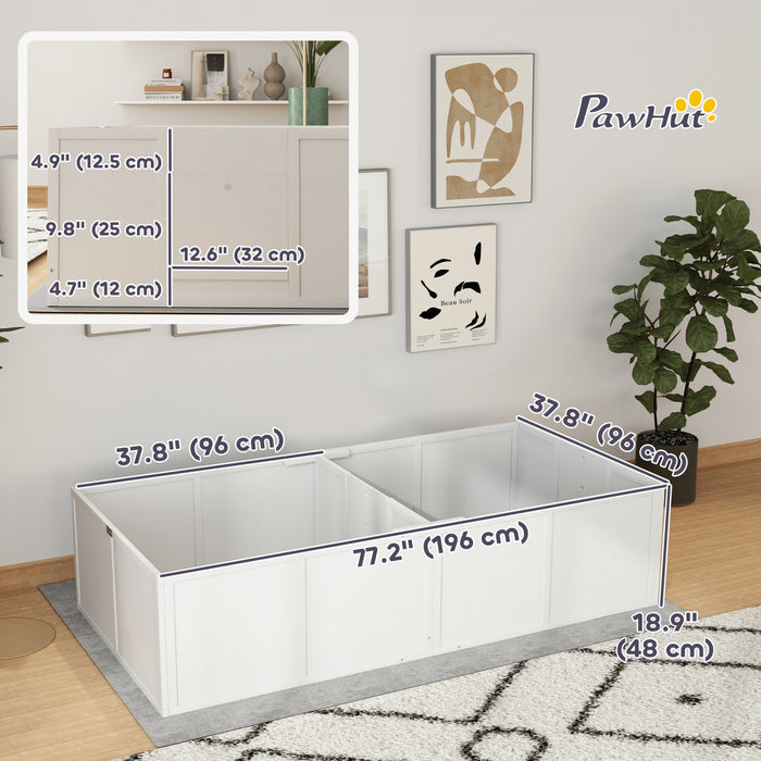Pawhut Whelping Box For Dogs, Dog Playpen With Adjustable Removable Door, Puppy Playpen For Small, Medium Dogs, 77\" X 38\", White