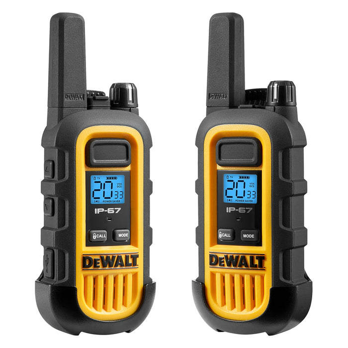 6 Dewalt Dxfrs300 Walkie Talkies Plus Earpieces - 1 Watt, Heavy Duty, 22 Channel Long Range Two Way Radios