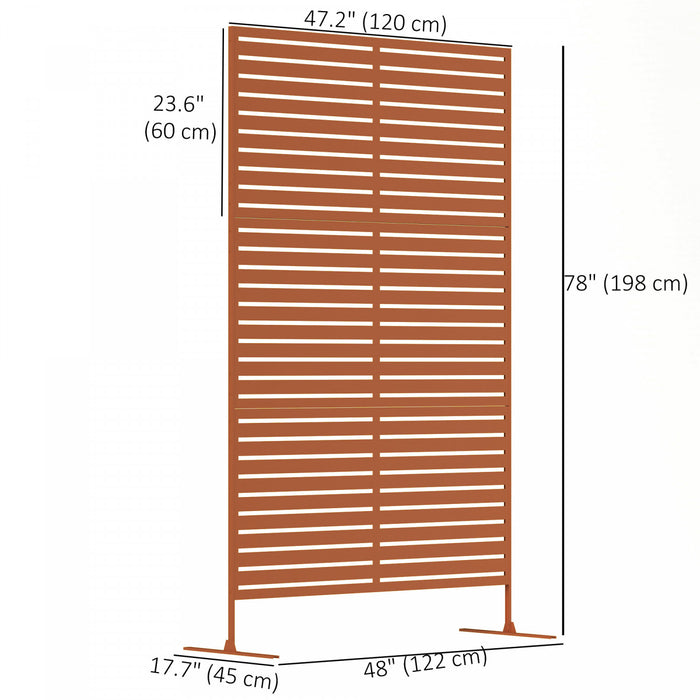 Outsunny Metal Outdoor Privacy Screen Decorative Outdoor Divider with Stand