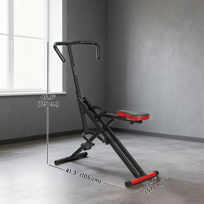 Soozier Foldable Squat Assist Rower with Adjustable Seat, Red