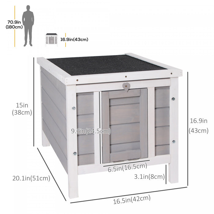 Pawhut 20\"x16.5\"x17\" Wooden Rabbit Hutch Small Animal House Bunny Guinea Pig Pet Cage Coop Cat Shelter Grey