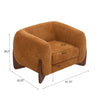 Tuxor Modern Upholstered Boucle Arm Chair with Tuxedo Design, Caramel, Walnut | Tuxor Fauteuil Moderne en Bouclette a Design Tuxedo, Caramel, Noyer