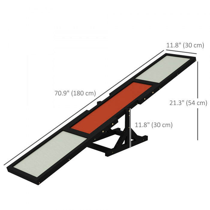 Pawhut Wood Pet Seesaw Platform Dog Agility Training Equipment Run Game Toy Weather Resistant Pet Supplies Black