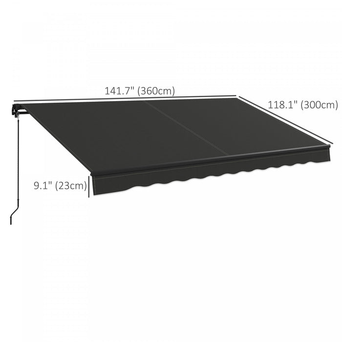 Outsunny 12' X 10' Patio Retractable Awning Sunshade Shelter, Black