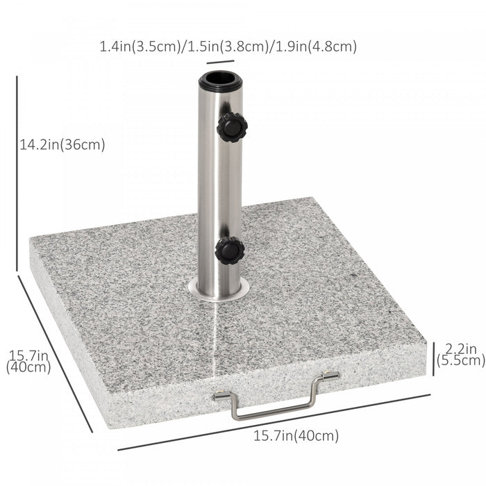 Outsunny 55 lbs Marble Square Umbrella Stand Base w/ Wheels, Grey
